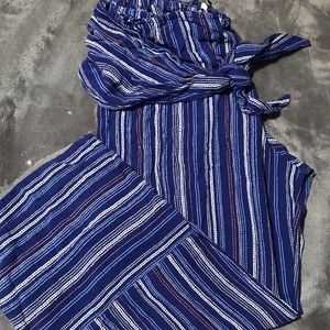 Blue stripe palazzo pants